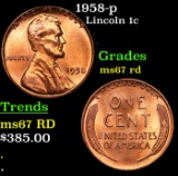 1958-p Lincoln Cent 1c Grades GEM++ Unc RD