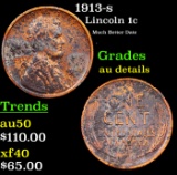 1913-s Lincoln Cent 1c Grades AU Details