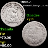 1853-o Seated Liberty Half Dime 1/2 10c Grades vg+