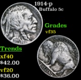 1914-p Buffalo Nickel 5c Grades vf++