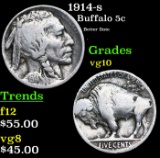 1914-s Buffalo Nickel 5c Grades vg+