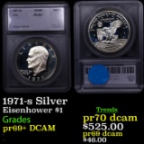 Proof 1971-s Silver Eisenhower Dollar $1 Graded pr69+ DCAM BY SEGS