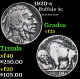 1920-s Buffalo Nickel 5c Grades vf+