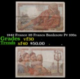 1942 France 20 Francs Banknote P# 100a Grades vf++