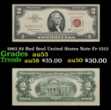 1963 $2 Red Seal United States Note Fr-1513 Grades Select AU