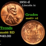 1951-d Lincoln Cent 1c Grades Gem+ Unc RD
