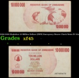 2006-2008 Zimbabwe 10 Million Dollars (ZWN) Emergency Bearer Check Notes P# 55a Grades xf+