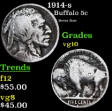 1914-s Buffalo Nickel 5c Grades vg+