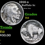 1916-s Buffalo Nickel 5c Grades f, fine