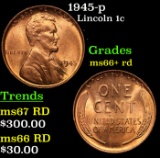 1945-p Lincoln Cent 1c Grades GEM++ RD