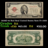 1928D $2 Red Seal United States Note Fr-1505 Grades f+