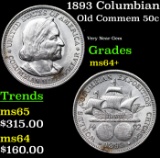 1893 Columbian Old Commem Half Dollar 50c Grades Choice+ Unc