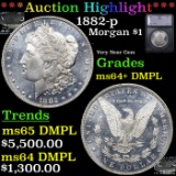***Auction Highlight*** 1882-p Morgan Dollar $1 Graded ms64+ DMPL BY SEGS (fc)
