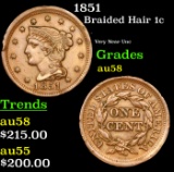 1851 Braided Hair Large Cent 1c Grades Choice AU/BU Slider