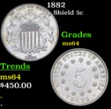 1882 Shield Nickel 5c Graded ms64 By SEGS