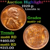 ***Auction Highlight*** 1929-p Lincoln Cent 1c Graded ms65+ rd