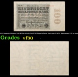 1923 Germany (Weimar) 100 Million Marks Post-WWI Hyperinflation Banknote P# 107d, Watermark: G/D in