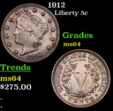 1912 Liberty Nickel 5c Grades Choice Unc