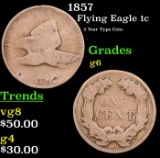 1857 Flying Eagle Cent 1c Grades g+