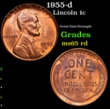 1955-d Lincoln Cent 1c Grades GEM Unc RD