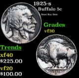 1925-s Buffalo Nickel 5c Grades vf++