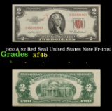 1953A $2 Red Seal United States Note Fr-1510 Grades xf+