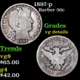 1897-p Barber Half Dollars 50c Grades vg details