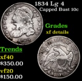 1834 Lg 4 Capped Bust Dime 10c Grades xf details