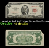 1953A $2 Red Seal United States Note Fr-1510 Grades vf details