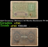 1919 Germany (Weimar) 50 Marks Banknote P# 66 Grades vf++