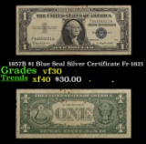 1957B $1 Blue Seal Silver Certificate Fr-1621 Grades vf++