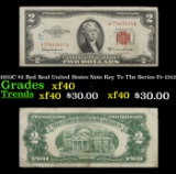 1953C $2 Red Seal United States Note Key To The Series Fr-1512 Grades xf