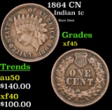 1864 CN Indian Cent 1c Grades xf+