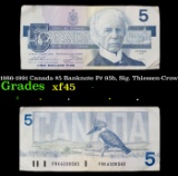 1986-1991 Canada $5 Banknote P# 95b, Sig. Thiessen-Crow Grades xf+