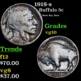 1918-s Buffalo Nickel 5c Grades vg+