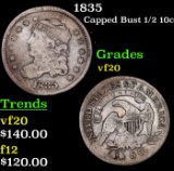 1835 Capped Bust Half Dime 1/2 10c Grades vf, very fine