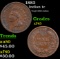 1882 Indian Cent 1c Grades xf+