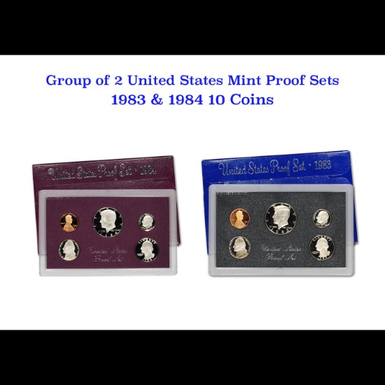 Group of 2 United States Mint Proof Sets 1983-1984 10 coins