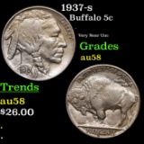 1937-s Buffalo Nickel 5c Grades Choice AU/BU Slider