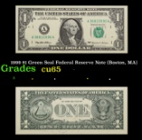 1999 $1 Green Seal Federal Reserve Note (Boston, MA) Grades Gem CU