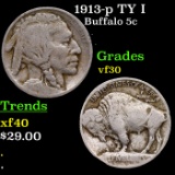 1913-p TY I Buffalo Nickel 5c Grades vf++