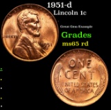 1951-d Lincoln Cent 1c Grades GEM Unc RD