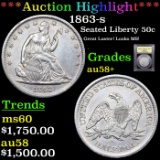 ***Auction Highlight*** 1863-s Seated Half Dollar 50c Graded Choice AU/BU Slider+ BY USCG (fc)