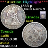 ***Auction Highlight*** 1865-p Seated Liberty Dollar $1 Graded au53 By SEGS (fc)