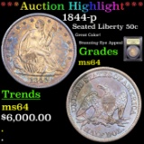 ***Auction Highlight*** 1844-p Seated Half Dollar 50c Graded Choice Unc BY USCG (fc)