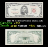 1963 $5 Red Seal United States Note Grades vf++