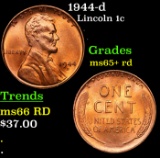 1944-d Lincoln Cent 1c Grades Gem+ Unc RD