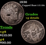 1836 Capped Bust Half Dime 1/2 10c Grades vg details