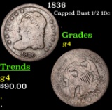 1836 Capped Bust Half Dime 1/2 10c Grades g, good