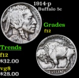 1914-p Buffalo Nickel 5c Grades f, fine